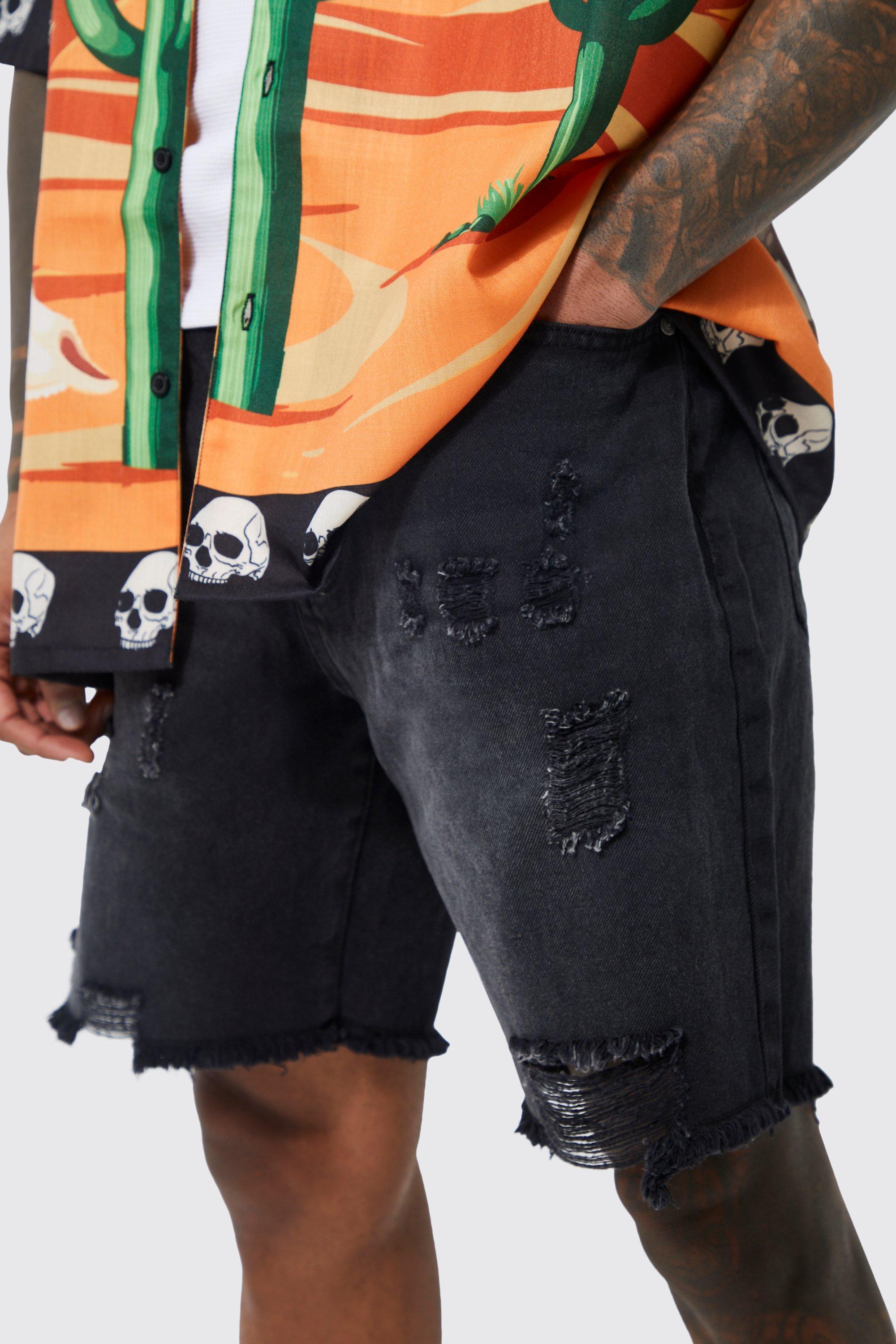 Mens denim shorts boohoo sale